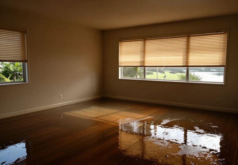Waterlogged commercial space in Old Guildford before cleanup